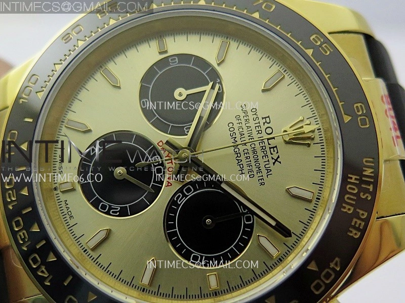 Daytona 126518 904L YG GMF 1:1 Best Edition Gold Dial Black Subdial Stick Marker on Oysterflex Strap SH4131