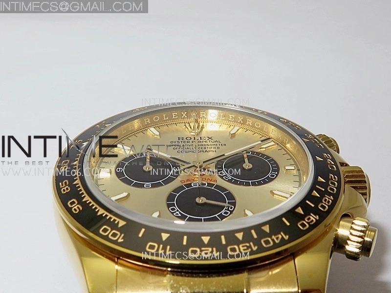Daytona 126518 904L YG GMF 1:1 Best Edition Gold Dial Black Subdial Stick Marker on Oysterflex Strap SH4131
