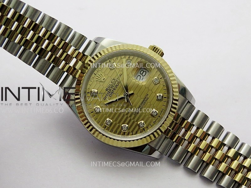 DateJust 36mm 126233 SS YG V2 QF 1:1 Best Edition Gold Fluted Dial Diamond Marker On SS YG Jubilee Bracelet SH3235