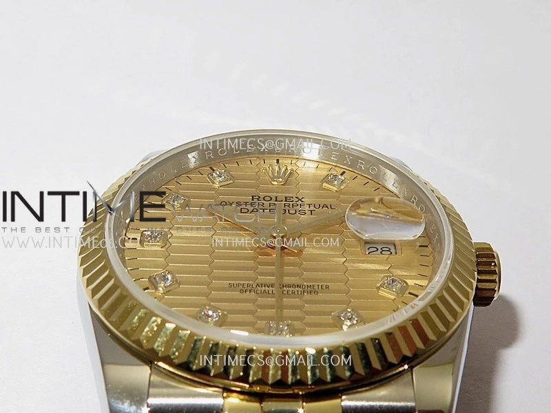 DateJust 36mm 126233 SS YG V2 QF 1:1 Best Edition Gold Fluted Dial Diamond Marker On SS YG Jubilee Bracelet SH3235