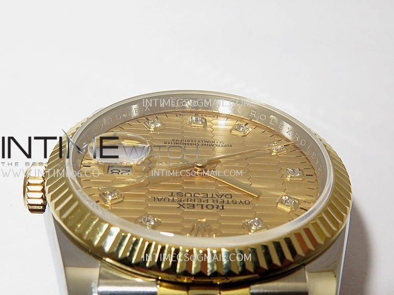 DateJust 36mm 126233 SS YG V2 QF 1:1 Best Edition Gold Fluted Dial Diamond Marker On SS YG Jubilee Bracelet SH3235