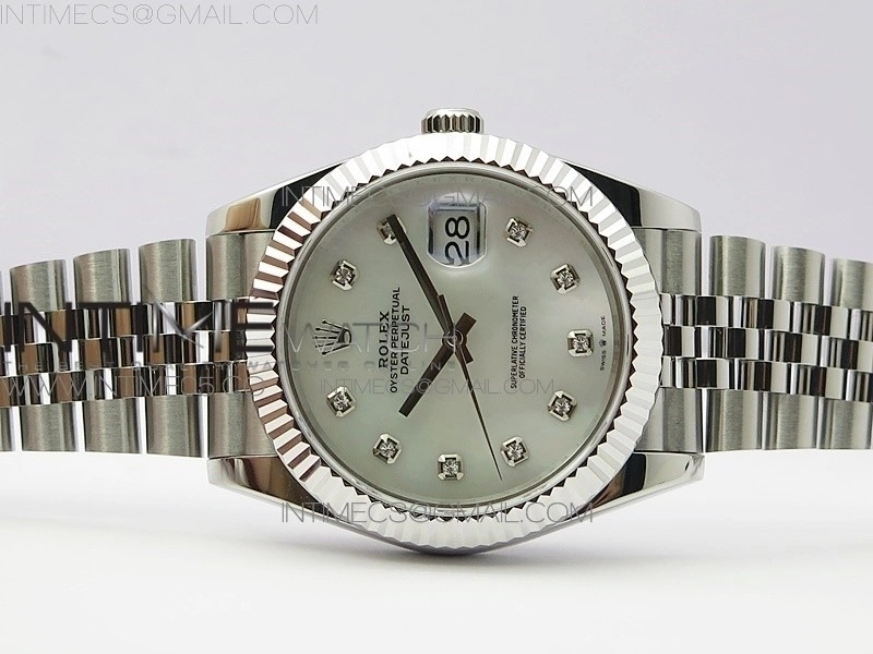 DateJust 41 126334 SS BP 1:1 Best Edition New Version White MOP Crystals Markers Dial on Jubilee Bracelet