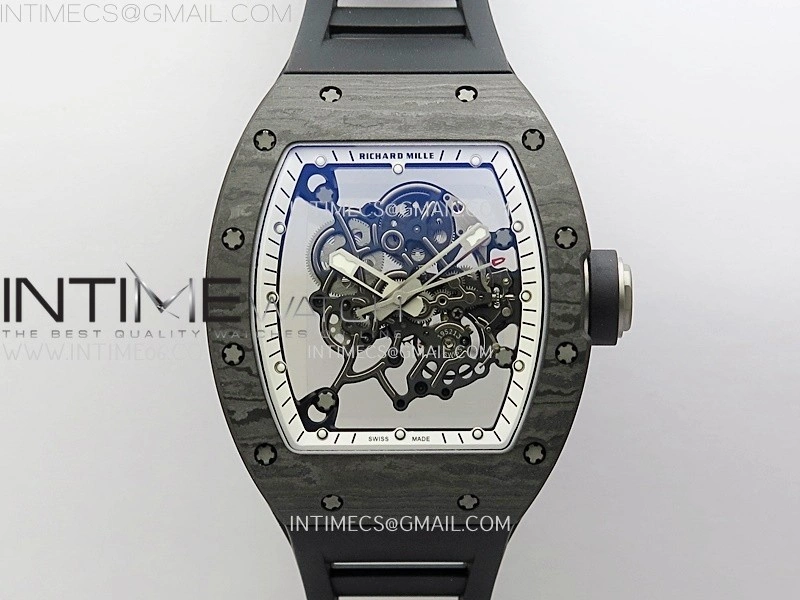 RM055 NTPT Ti APSF 1:1 Best Edition White Inner Bezel Black Crown on Rubber Strap RMUL2 Super Clone
