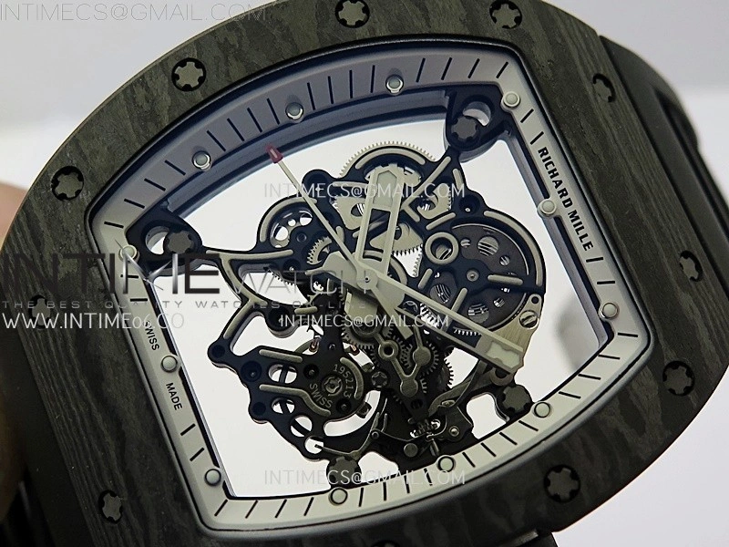 RM055 NTPT Ti APSF 1:1 Best Edition White Inner Bezel Black Crown on Rubber Strap RMUL2 Super Clone