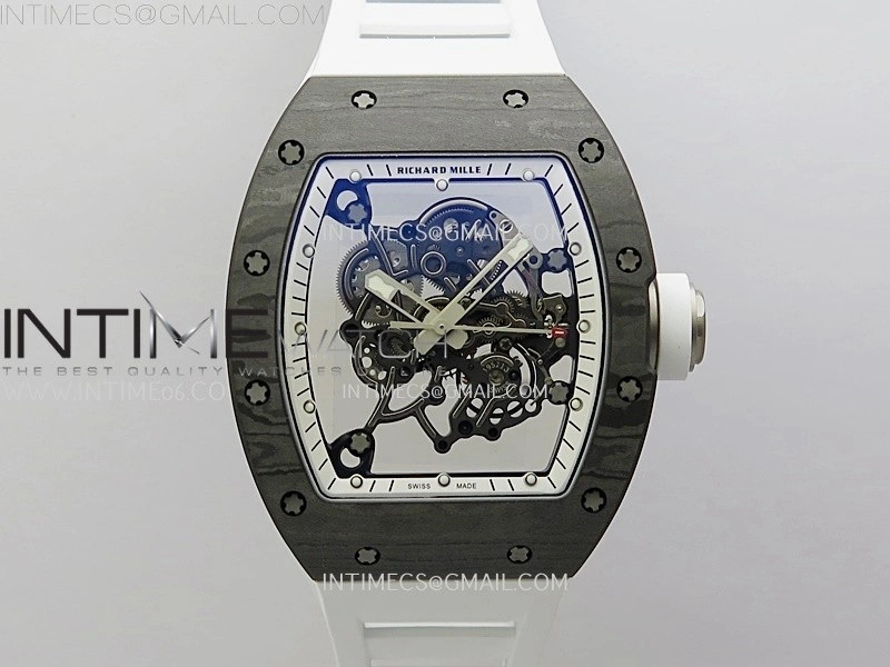 RM055 NTPT Ti APSF 1:1 Best Edition White Inner Bezel White Crown on Rubber Strap RMUL2 Super Clone