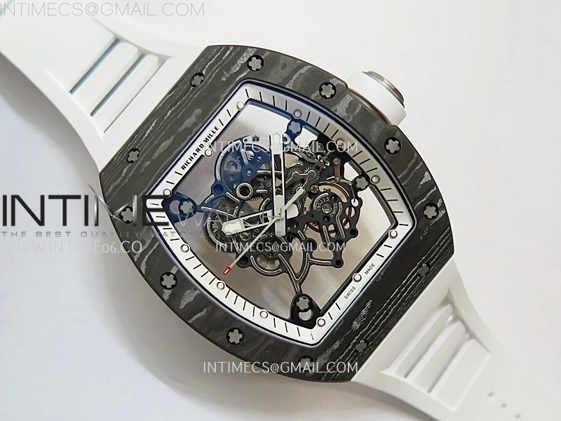 RM055 NTPT Ti APSF 1:1 Best Edition White Inner Bezel White Crown on Rubber Strap RMUL2 Super Clone