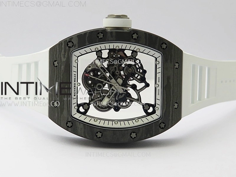 RM055 NTPT Ti APSF 1:1 Best Edition White Inner Bezel White Crown on Rubber Strap RMUL2 Super Clone