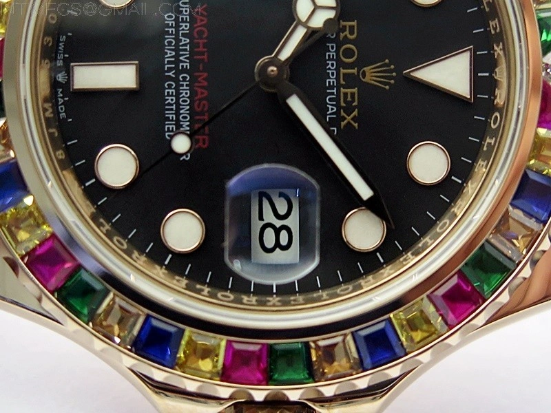 Yacht-Master 126655 KF 1:1 Gain Weight Best Edition Rainbow Bezel RG Wrapped on Oysterflex Strap VR3235