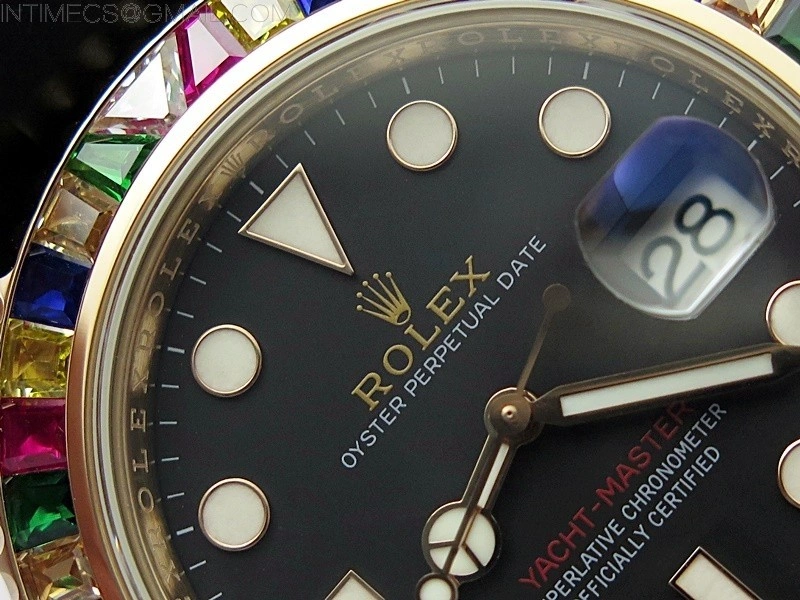 Yacht-Master 126655 KF 1:1 Gain Weight Best Edition Rainbow Bezel RG Wrapped on Oysterflex Strap VR3235