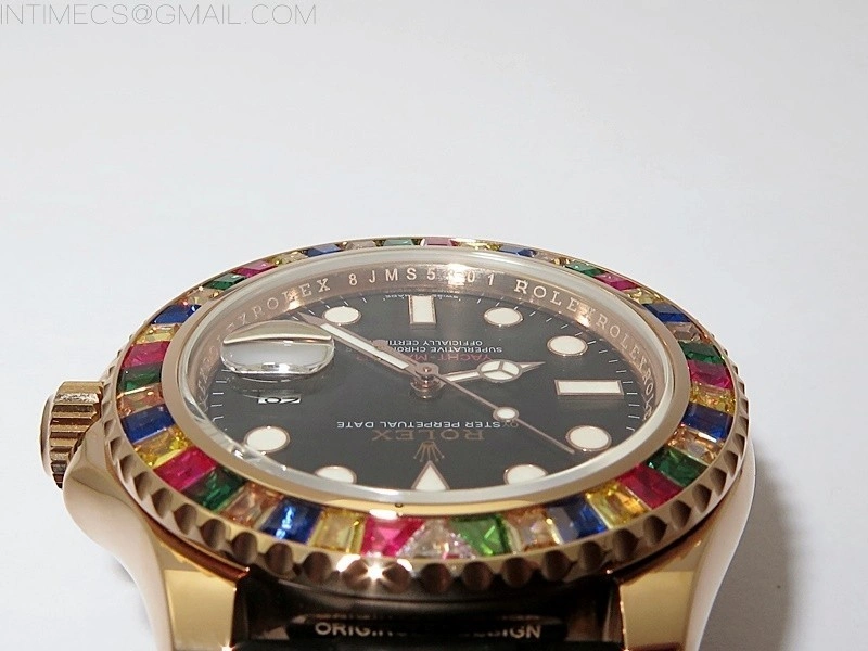 Yacht-Master 126655 KF 1:1 Gain Weight Best Edition Rainbow Bezel RG Wrapped on Oysterflex Strap VR3235