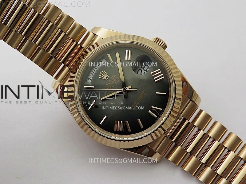 Day Date 228235 40mm 904L RG QF 1:1 Gain Weight Black Gradient Dial Roman Markers on RG President Bracelet A2836