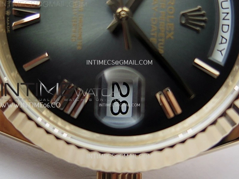 Day Date 228235 40mm 904L RG QF 1:1 Gain Weight Black Gradient Dial Roman Markers on RG President Bracelet A2836