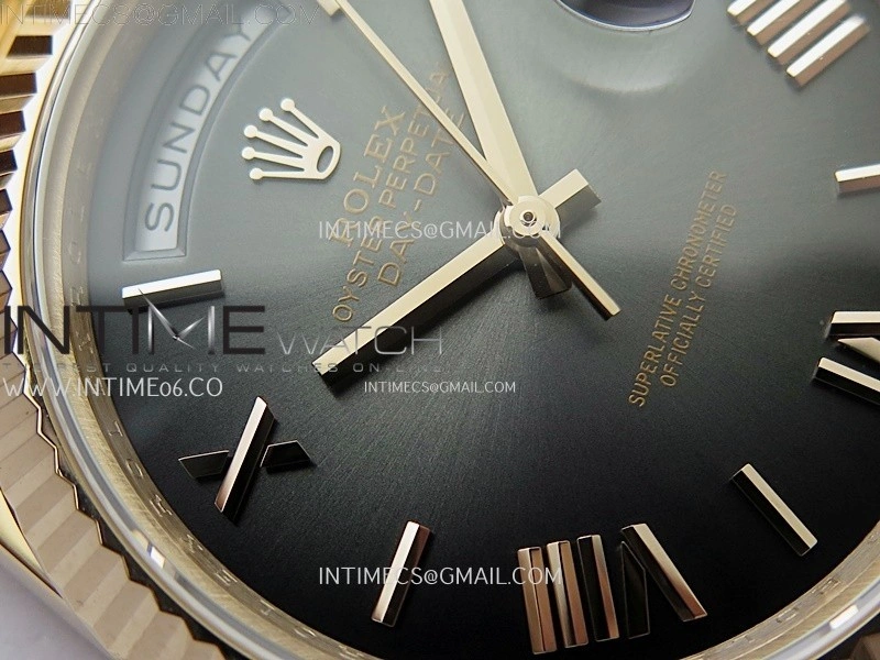 Day Date 228235 40mm 904L RG QF 1:1 Gain Weight Black Gradient Dial Roman Markers on RG President Bracelet A2836