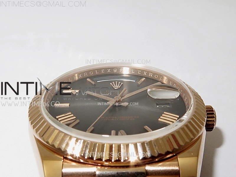 Day Date 228235 40mm 904L RG QF 1:1 Gain Weight Black Gradient Dial Roman Markers on RG President Bracelet A2836