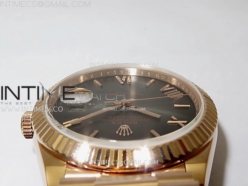 Day Date 228235 40mm 904L RG QF 1:1 Gain Weight Black Gradient Dial Roman Markers on RG President Bracelet A2836