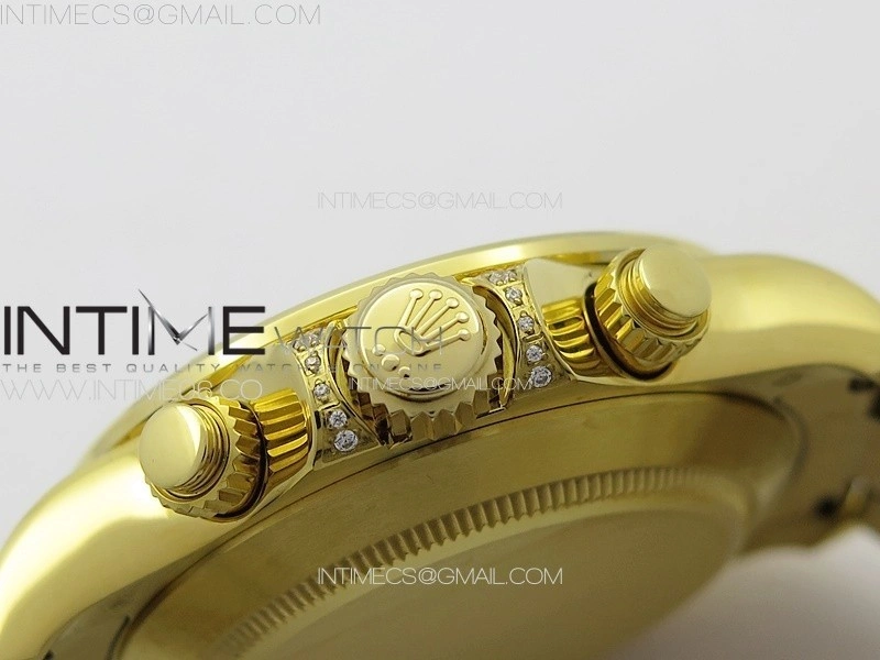 Daytona 116589RBOW YG Rainbow Crystal APSF Best Edition Black Dial on SS Bracelet A7750