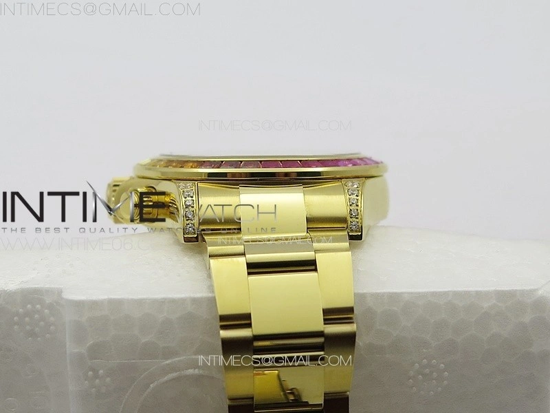 Daytona 116589RBOW YG Rainbow Crystal APSF Best Edition Black Dial on SS Bracelet A7750