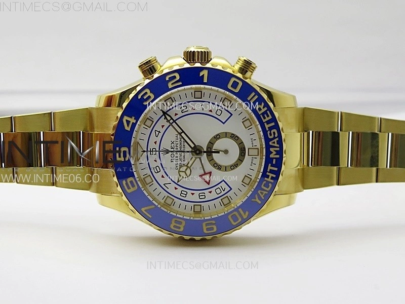YachtMaster II 116688 Blue Ceramic Bezel YG KF 1:1 Best Edition White Dial on YG Bracelet A7750