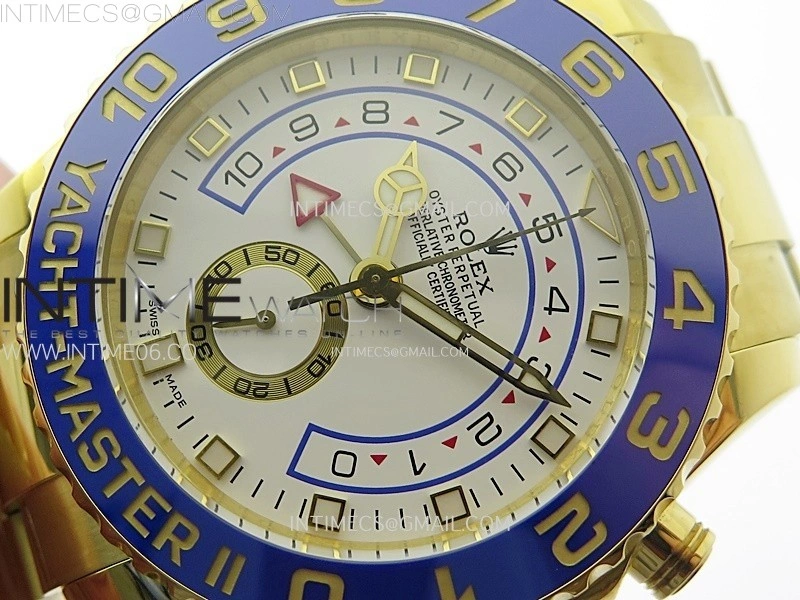 YachtMaster II 116688 Blue Ceramic Bezel YG KF 1:1 Best Edition White Dial on YG Bracelet A7750