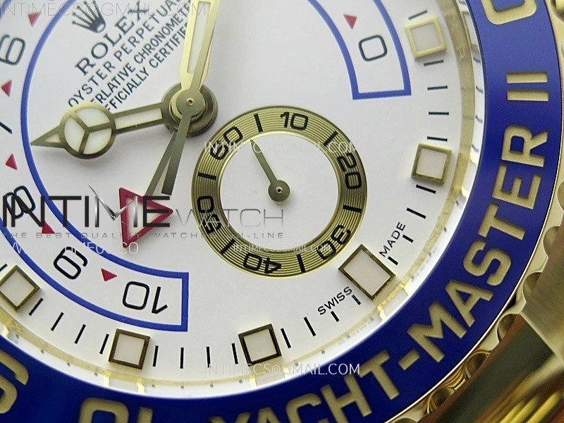 YachtMaster II 116688 Blue Ceramic Bezel YG KF 1:1 Best Edition White Dial on YG Bracelet A7750