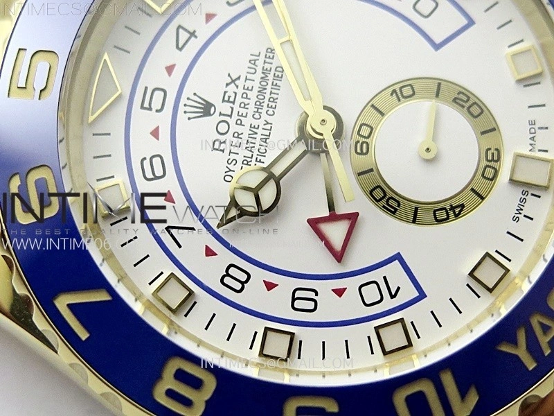 YachtMaster II 116688 Blue Ceramic Bezel YG KF 1:1 Best Edition White Dial on YG Bracelet A7750
