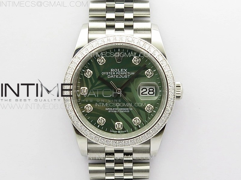 DateJust 36 SS 126233 Diamonds Bezel JDF 1:1 Best Edition New Green Dial on Jubilee SS Bracelet