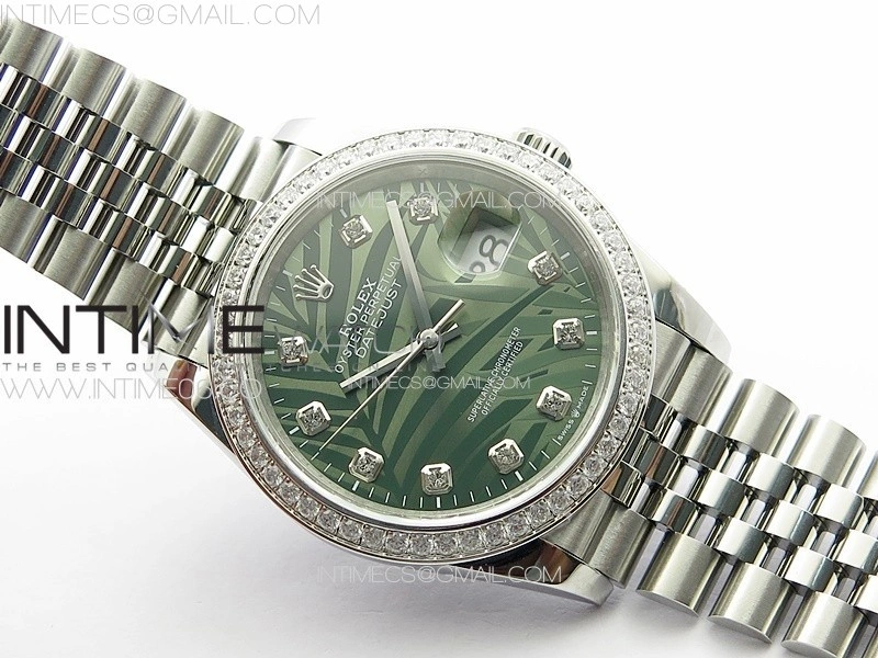 DateJust 36 SS 126233 Diamonds Bezel JDF 1:1 Best Edition New Green Dial on Jubilee SS Bracelet