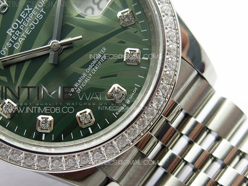 DateJust 36 SS 126233 Diamonds Bezel JDF 1:1 Best Edition New Green Dial on Jubilee SS Bracelet