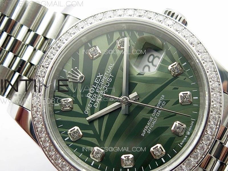 DateJust 36 SS 126233 Diamonds Bezel JDF 1:1 Best Edition New Green Dial on Jubilee SS Bracelet