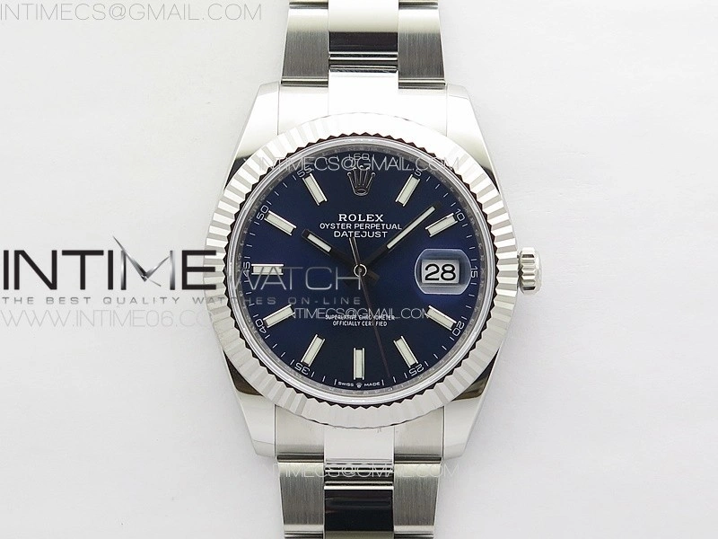 DateJust 41 126334 NTF 1:1 Best Edition 904L Steel Blue Stick Dial on Oyster Bracelet VR3235