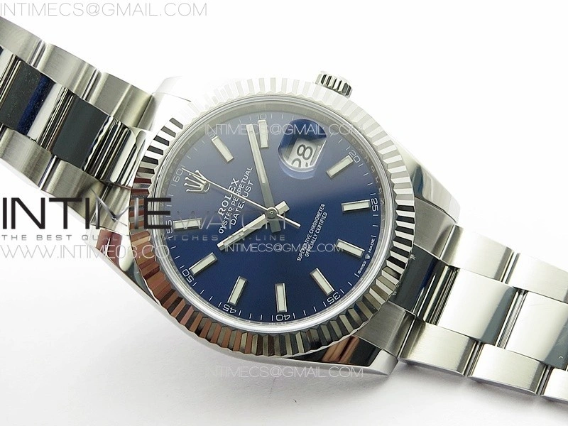 DateJust 41 126334 NTF 1:1 Best Edition 904L Steel Blue Stick Dial on Oyster Bracelet VR3235