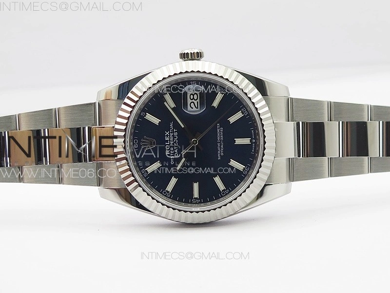 DateJust 41 126334 NTF 1:1 Best Edition 904L Steel Blue Stick Dial on Oyster Bracelet VR3235