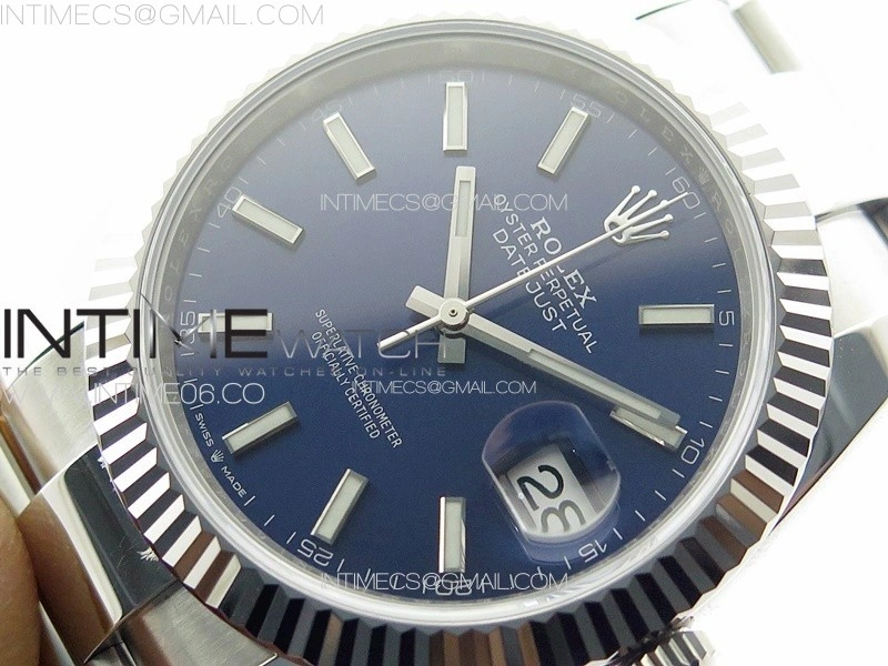 DateJust 41 126334 NTF 1:1 Best Edition 904L Steel Blue Stick Dial on Oyster Bracelet VR3235