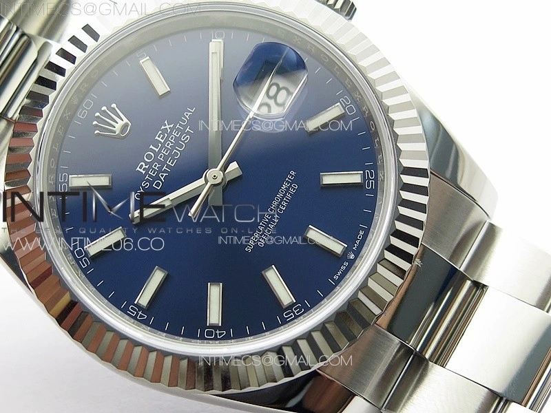 DateJust 41 126334 NTF 1:1 Best Edition 904L Steel Blue Stick Dial on Oyster Bracelet VR3235