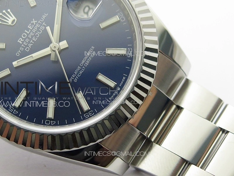 DateJust 41 126334 NTF 1:1 Best Edition 904L Steel Blue Stick Dial on Oyster Bracelet VR3235