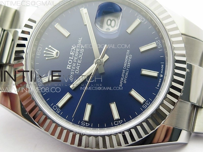 DateJust 41 126334 NTF 1:1 Best Edition 904L Steel Blue Stick Dial on Oyster Bracelet VR3235