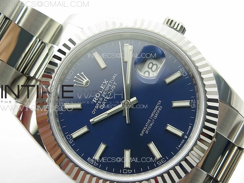 DateJust 41 126334 NTF 1:1 Best Edition 904L Steel Blue Stick Dial on Oyster Bracelet VR3235