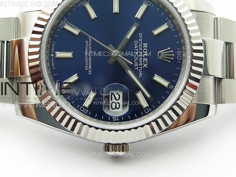 DateJust 41 126334 NTF 1:1 Best Edition 904L Steel Blue Stick Dial on Oyster Bracelet VR3235