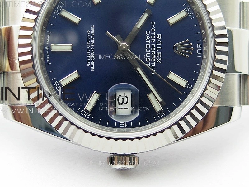 DateJust 41 126334 NTF 1:1 Best Edition 904L Steel Blue Stick Dial on Oyster Bracelet VR3235