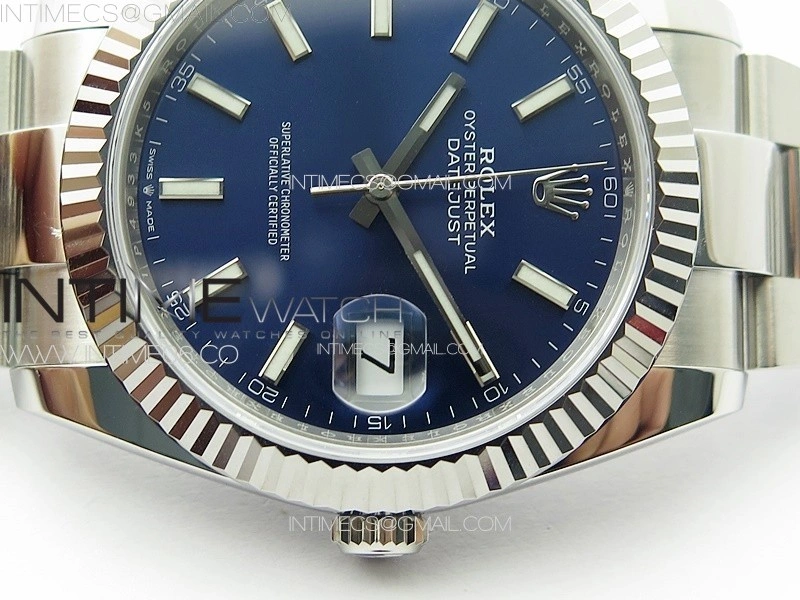 DateJust 41 126334 NTF 1:1 Best Edition 904L Steel Blue Stick Dial on Oyster Bracelet VR3235