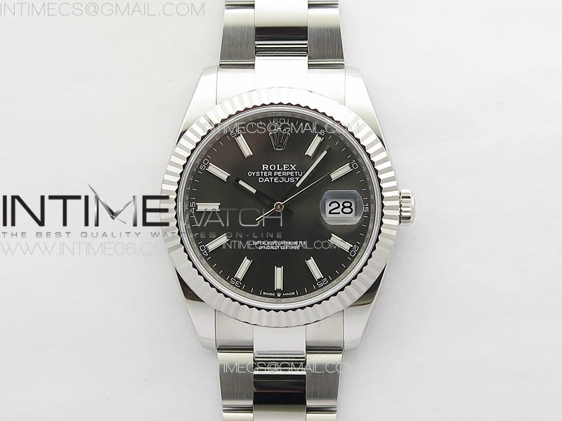 DateJust 41 126334 NTF 1:1 Best Edition 904L Steel Gray Stick Dial on Oyster Bracelet VR3235