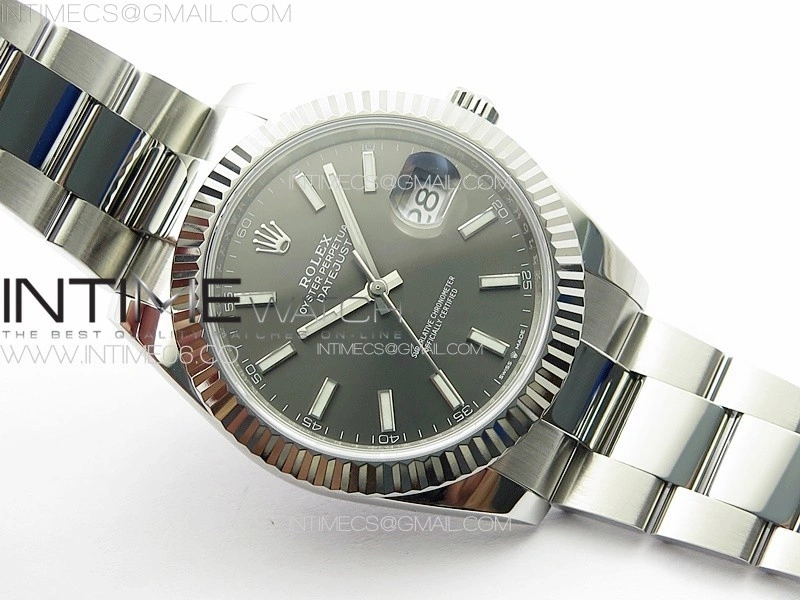 DateJust 41 126334 NTF 1:1 Best Edition 904L Steel Gray Stick Dial on Oyster Bracelet VR3235
