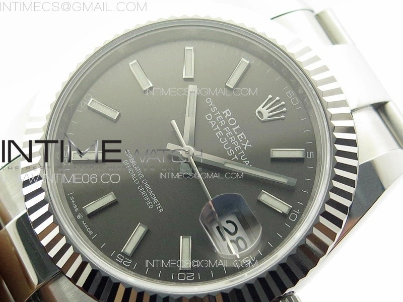 DateJust 41 126334 NTF 1:1 Best Edition 904L Steel Gray Stick Dial on Oyster Bracelet VR3235