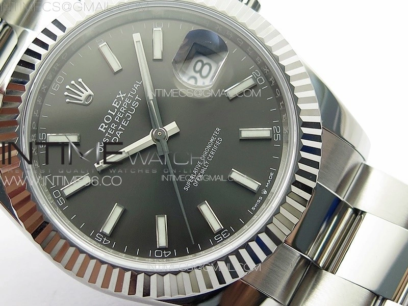 DateJust 41 126334 NTF 1:1 Best Edition 904L Steel Gray Stick Dial on Oyster Bracelet VR3235