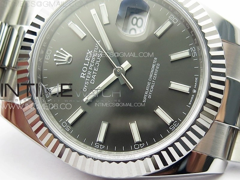 DateJust 41 126334 NTF 1:1 Best Edition 904L Steel Gray Stick Dial on Oyster Bracelet VR3235