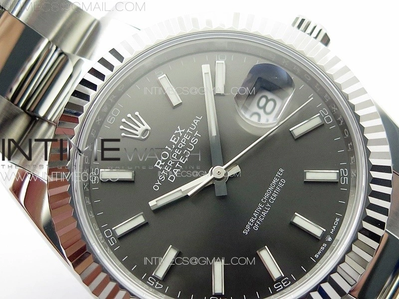 DateJust 41 126334 NTF 1:1 Best Edition 904L Steel Gray Stick Dial on Oyster Bracelet VR3235