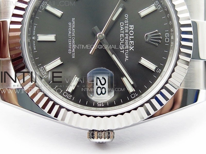 DateJust 41 126334 NTF 1:1 Best Edition 904L Steel Gray Stick Dial on Oyster Bracelet VR3235
