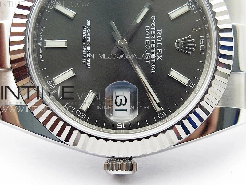 DateJust 41 126334 NTF 1:1 Best Edition 904L Steel Gray Stick Dial on Oyster Bracelet VR3235