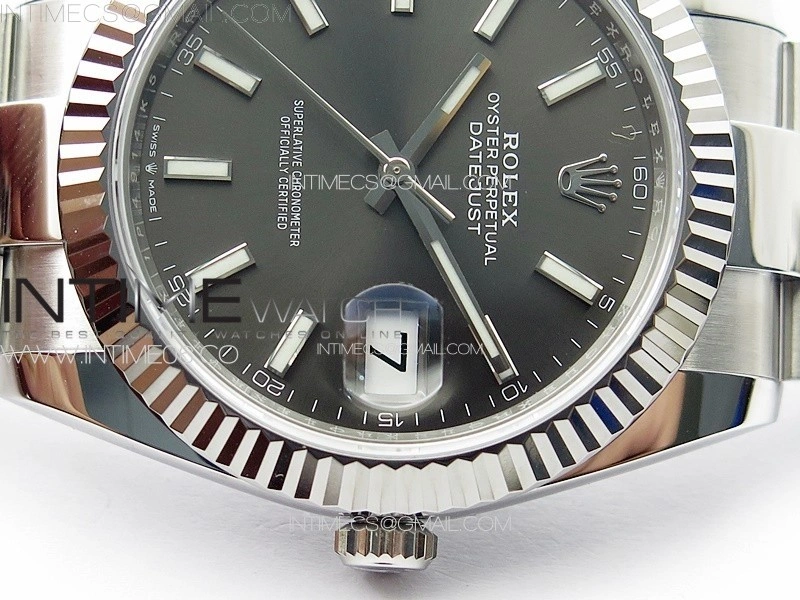 DateJust 41 126334 NTF 1:1 Best Edition 904L Steel Gray Stick Dial on Oyster Bracelet VR3235