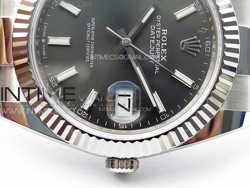 DateJust 41 126334 NTF 1:1 Best Edition 904L Steel Gray Stick Dial on Oyster Bracelet VR3235
